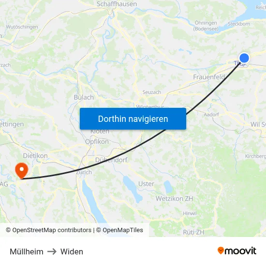 Müllheim to Widen map