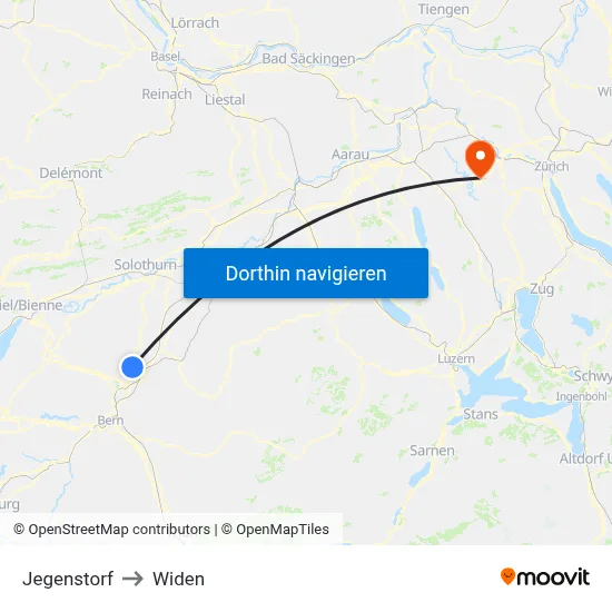 Jegenstorf to Widen map