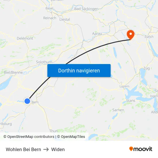 Wohlen Bei Bern to Widen map