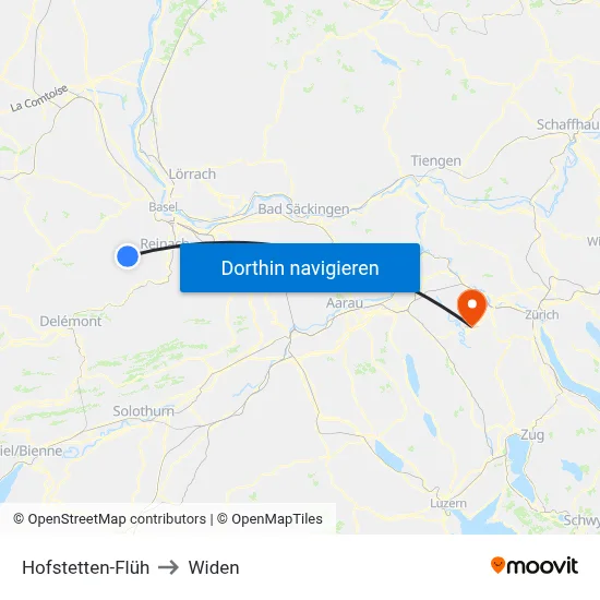 Hofstetten-Flüh to Widen map