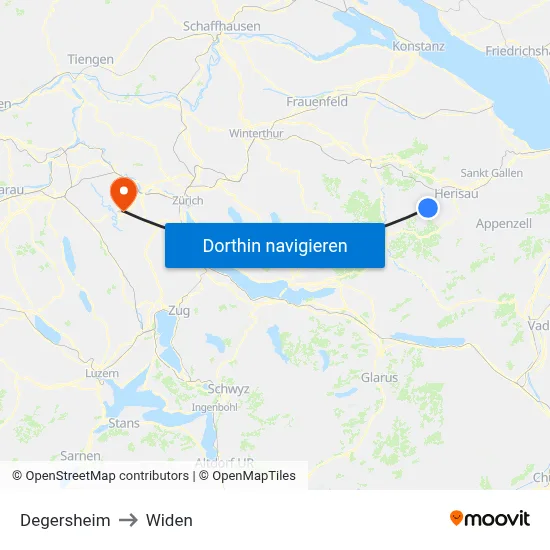 Degersheim to Widen map