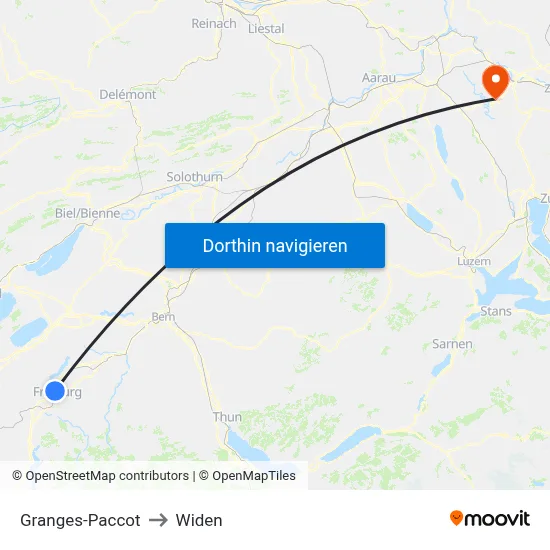 Granges-Paccot to Widen map
