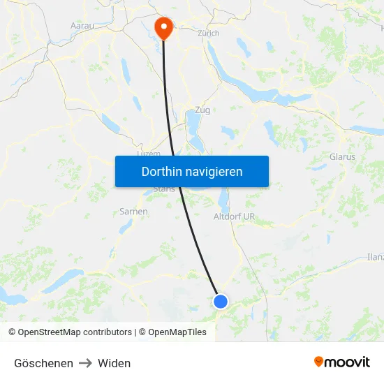 Göschenen to Widen map