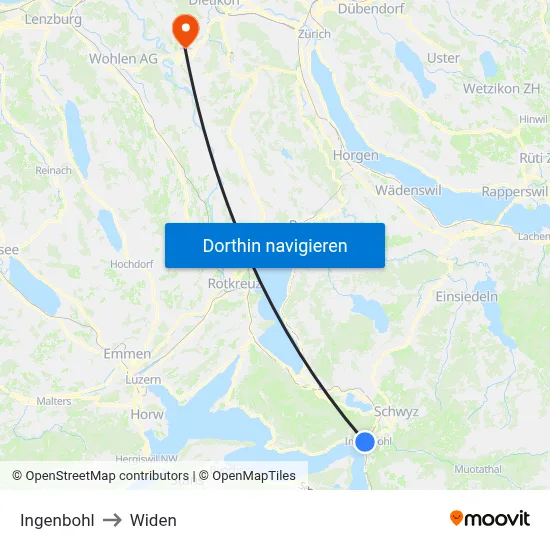 Ingenbohl to Widen map