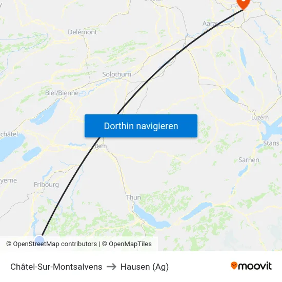 Châtel-Sur-Montsalvens to Hausen (Ag) map