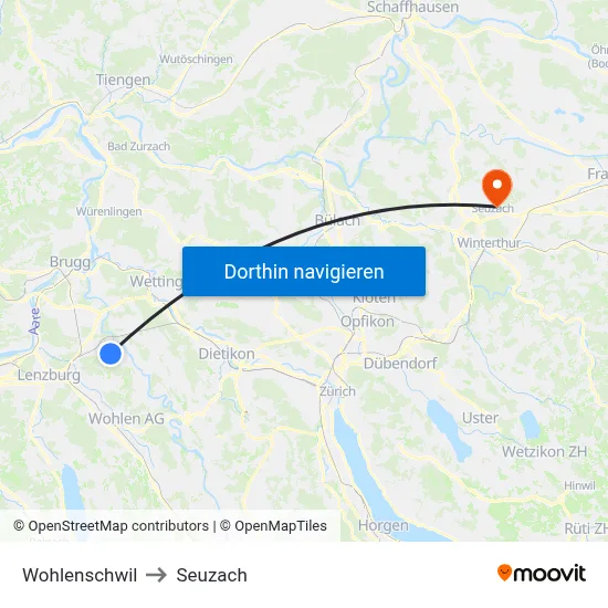 Wohlenschwil to Seuzach map