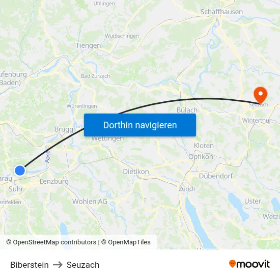 Biberstein to Seuzach map