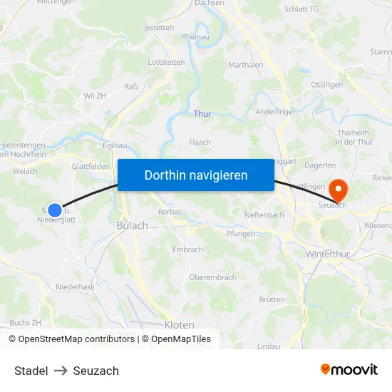 Stadel to Seuzach map