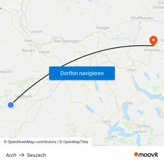 Arch to Seuzach map