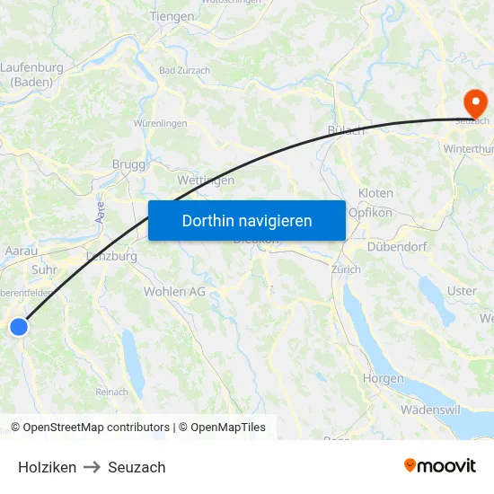 Holziken to Seuzach map