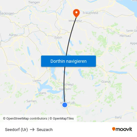 Seedorf (Ur) to Seuzach map