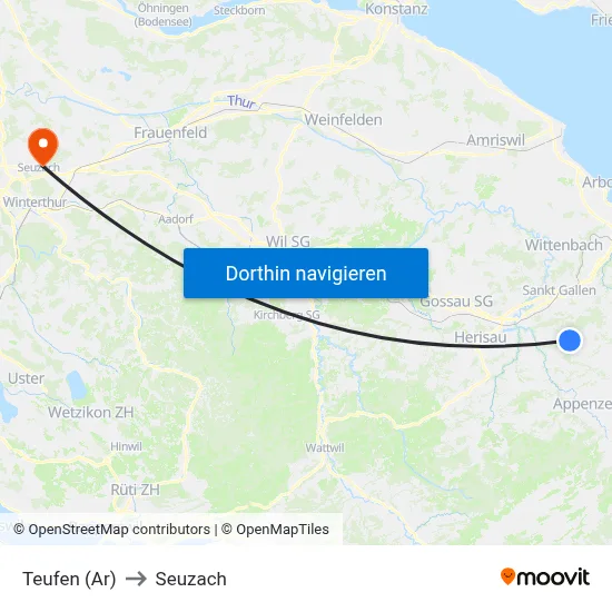 Teufen (Ar) to Seuzach map