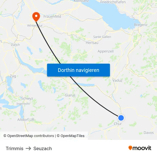 Trimmis to Seuzach map