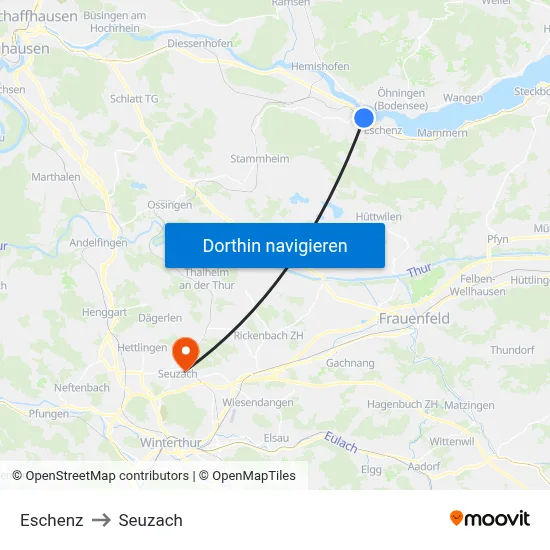 Eschenz to Seuzach map