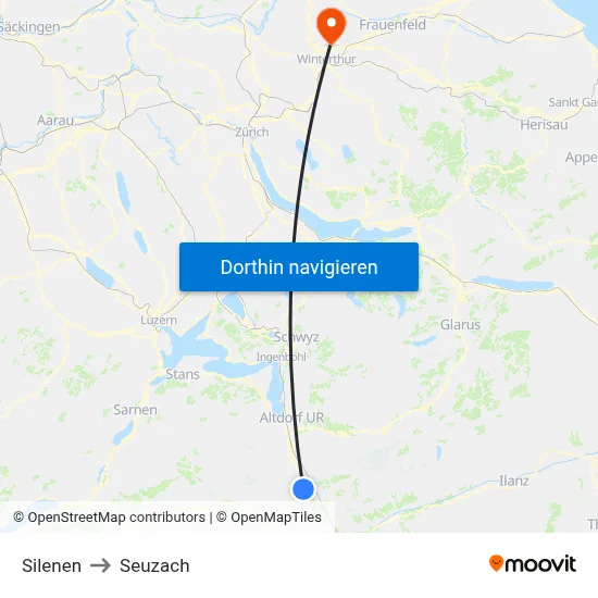 Silenen to Seuzach map