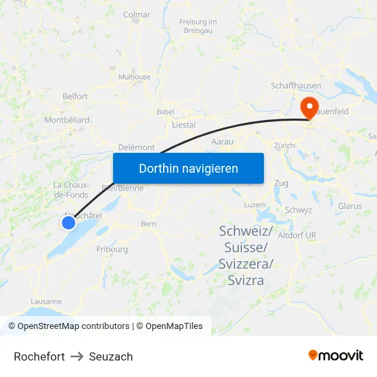 Rochefort to Seuzach map