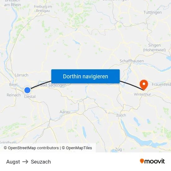 Augst to Seuzach map