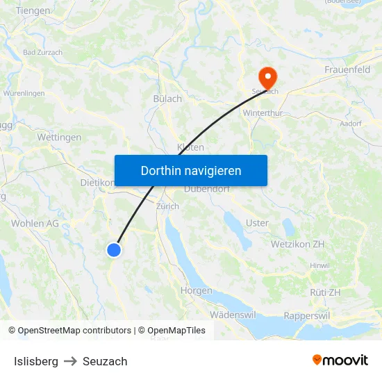 Islisberg to Seuzach map
