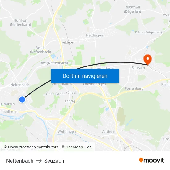 Neftenbach to Seuzach map