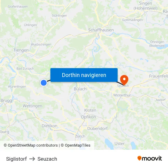 Siglistorf to Seuzach map