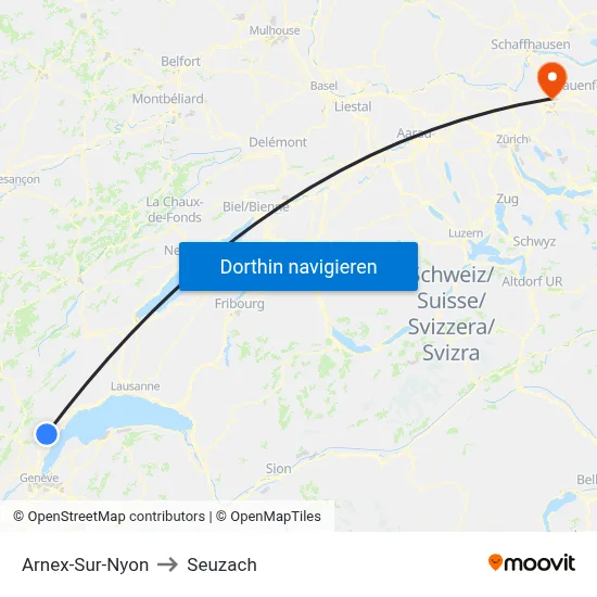 Arnex-Sur-Nyon to Seuzach map
