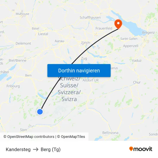 Kandersteg to Berg (Tg) map