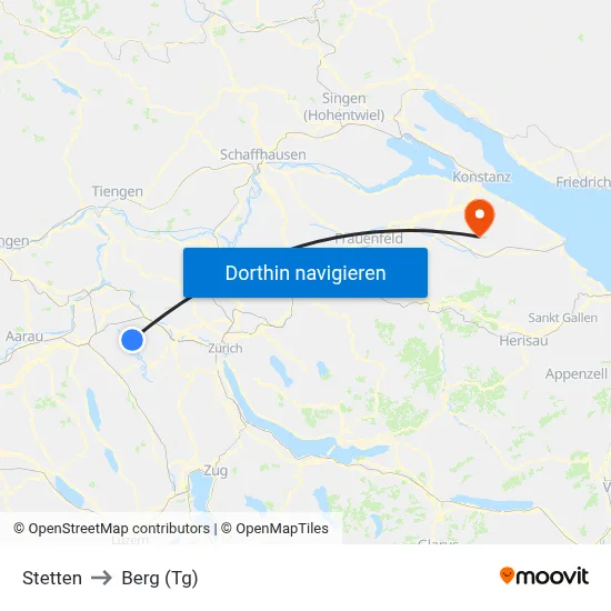 Stetten to Berg (Tg) map