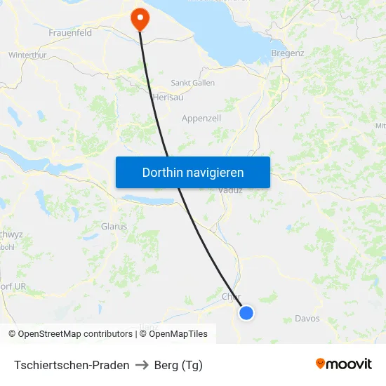 Tschiertschen-Praden to Berg (Tg) map