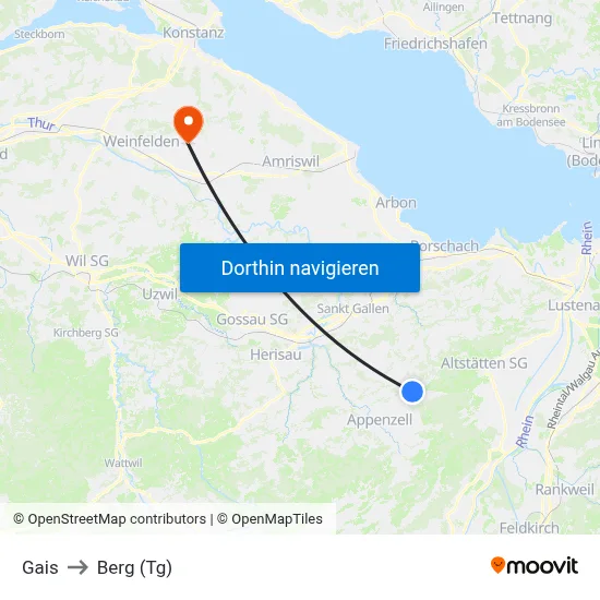Gais to Berg (Tg) map