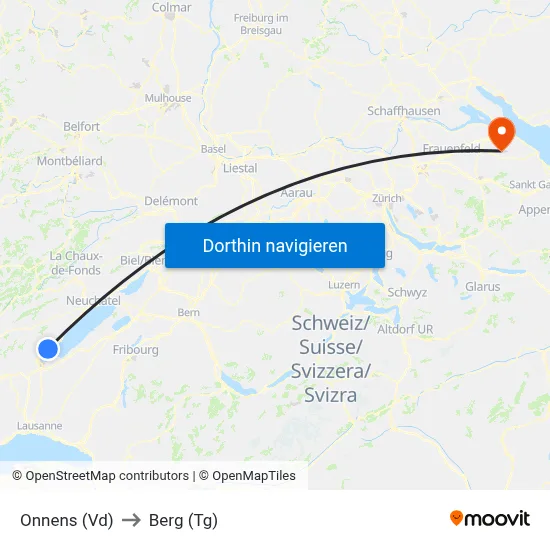 Onnens (Vd) to Berg (Tg) map
