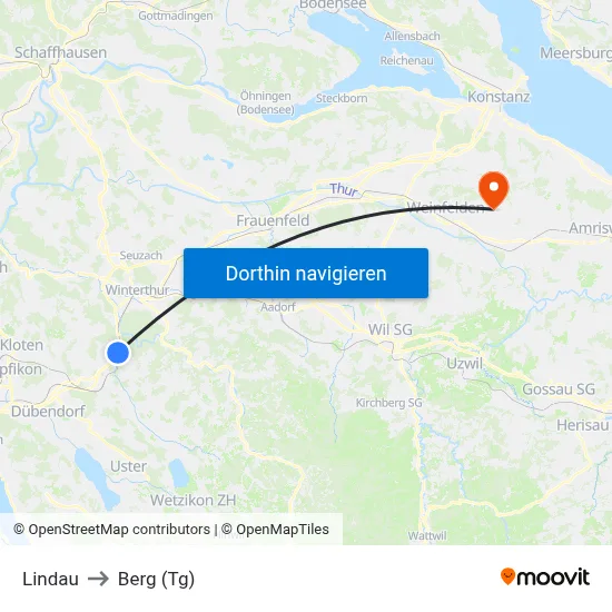 Lindau to Berg (Tg) map