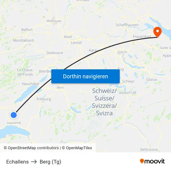 Echallens to Berg (Tg) map