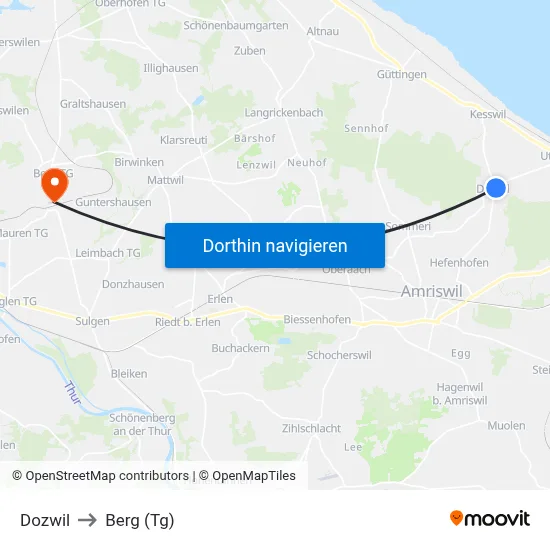 Dozwil to Berg (Tg) map