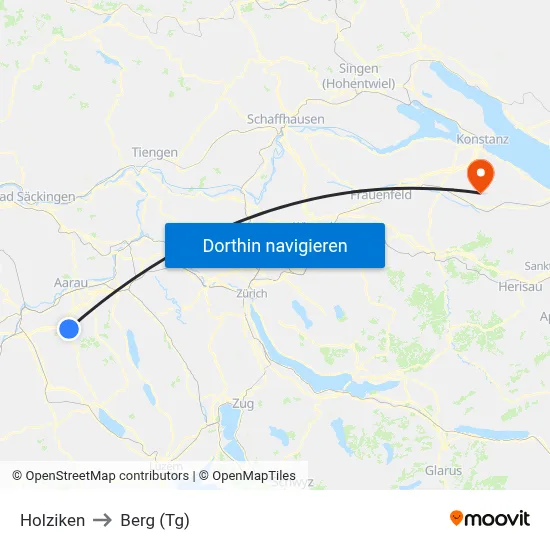 Holziken to Berg (Tg) map