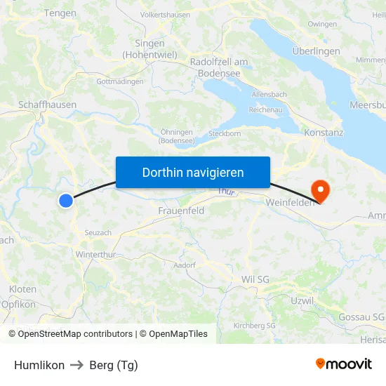 Humlikon to Berg (Tg) map