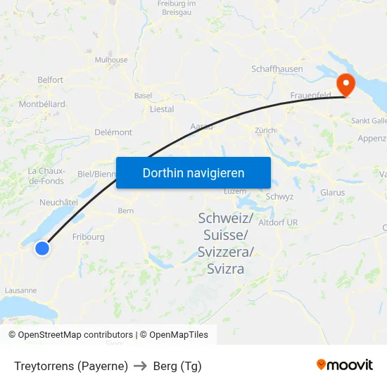 Treytorrens (Payerne) to Berg (Tg) map