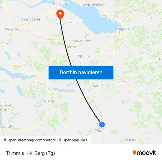 Trimmis to Berg (Tg) map