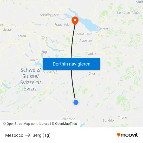 Mesocco to Berg (Tg) map