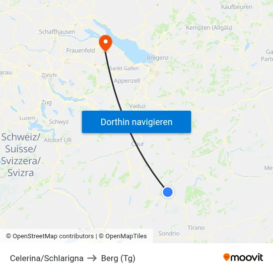 Celerina/Schlarigna to Berg (Tg) map