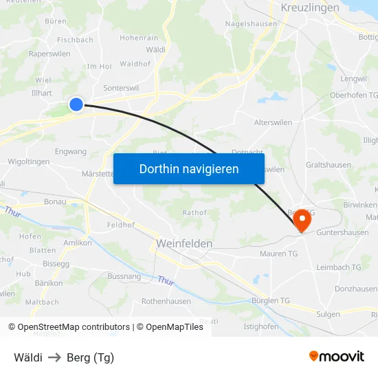 Wäldi to Berg (Tg) map