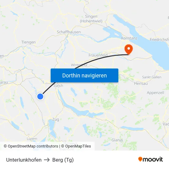 Unterlunkhofen to Berg (Tg) map