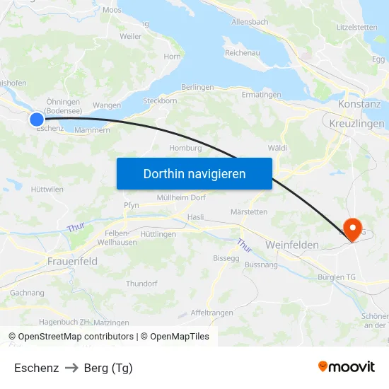 Eschenz to Berg (Tg) map