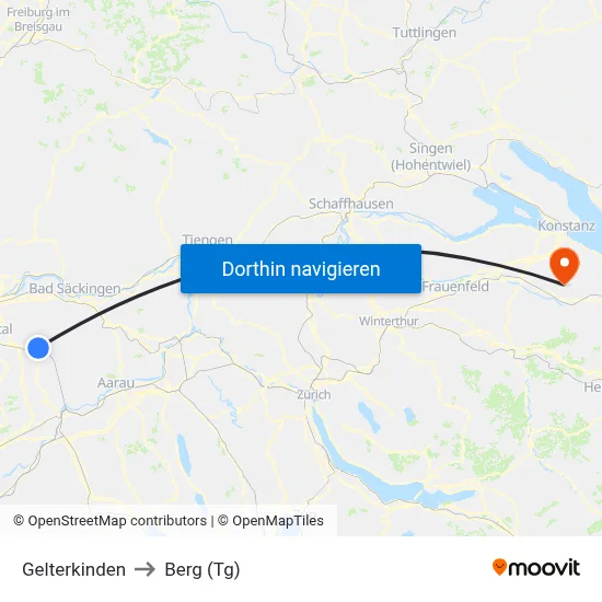 Gelterkinden to Berg (Tg) map