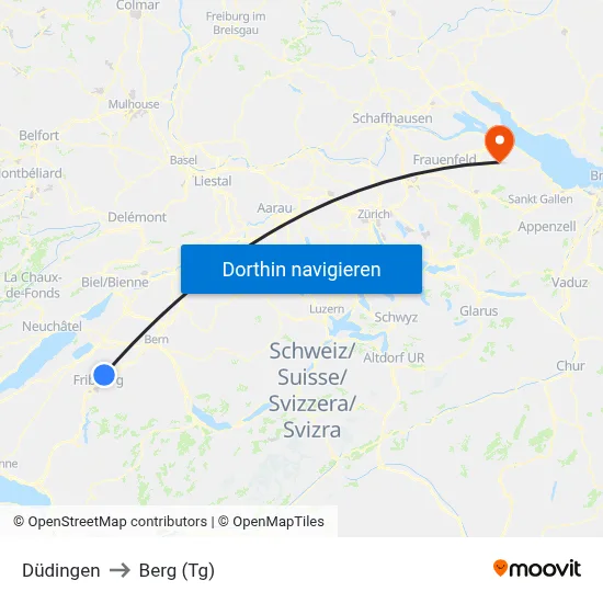 Düdingen to Berg (Tg) map