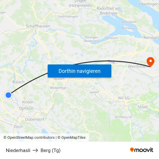 Niederhasli to Berg (Tg) map