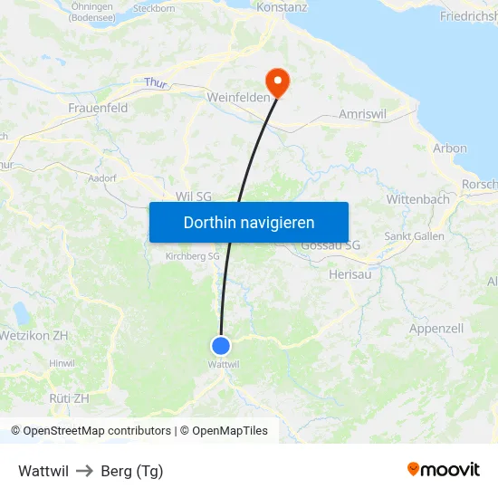Wattwil to Berg (Tg) map