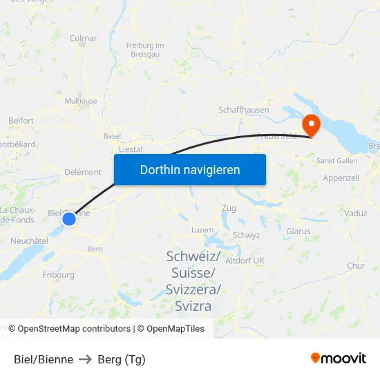 Biel/Bienne to Berg (Tg) map
