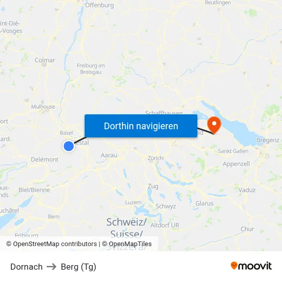 Dornach to Berg (Tg) map