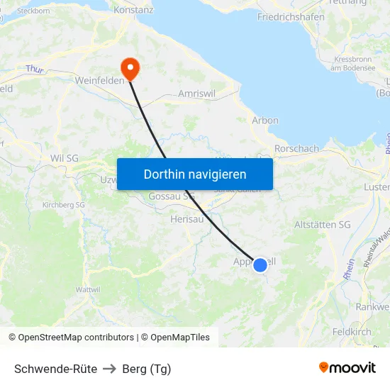 Schwende-Rüte to Berg (Tg) map