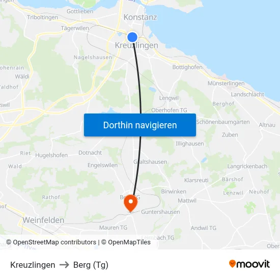 Kreuzlingen to Berg (Tg) map